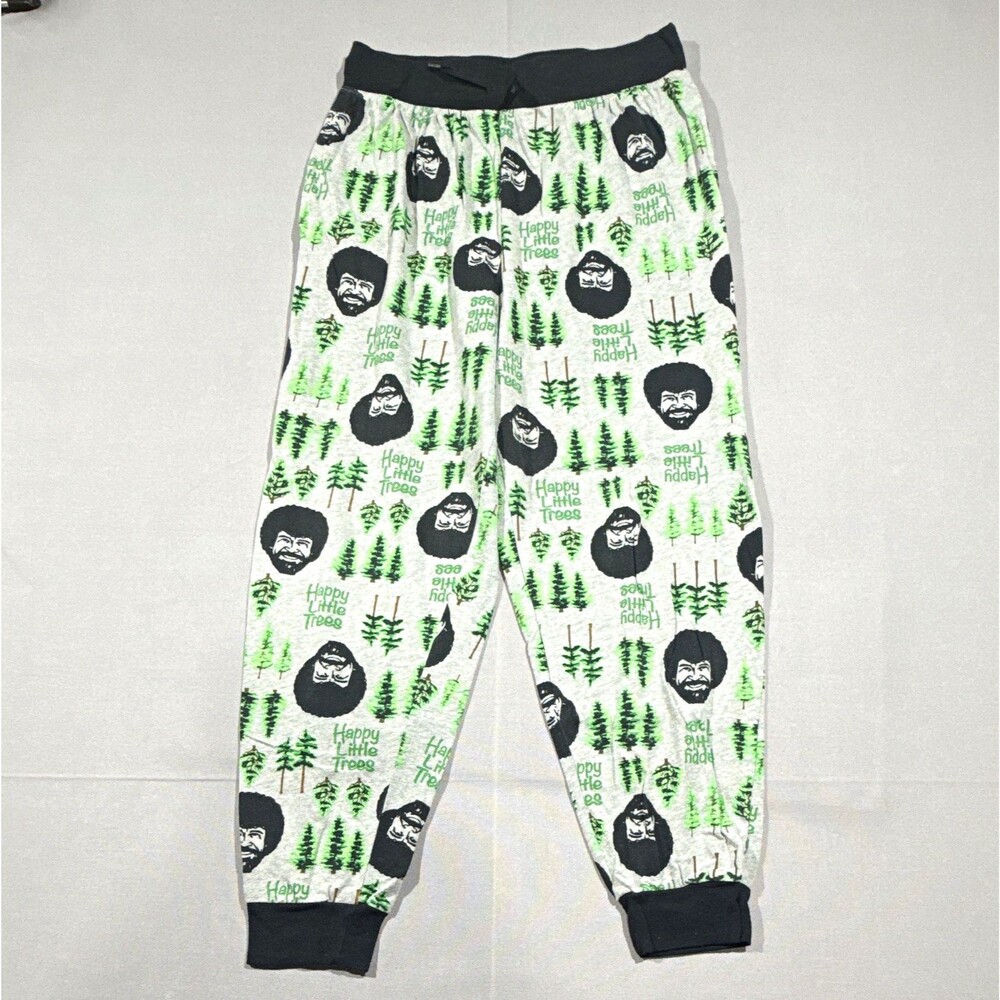 Bob Ross Women’s M Graphic Print Jogger Pajama Pants Drawstring Cotton Blend